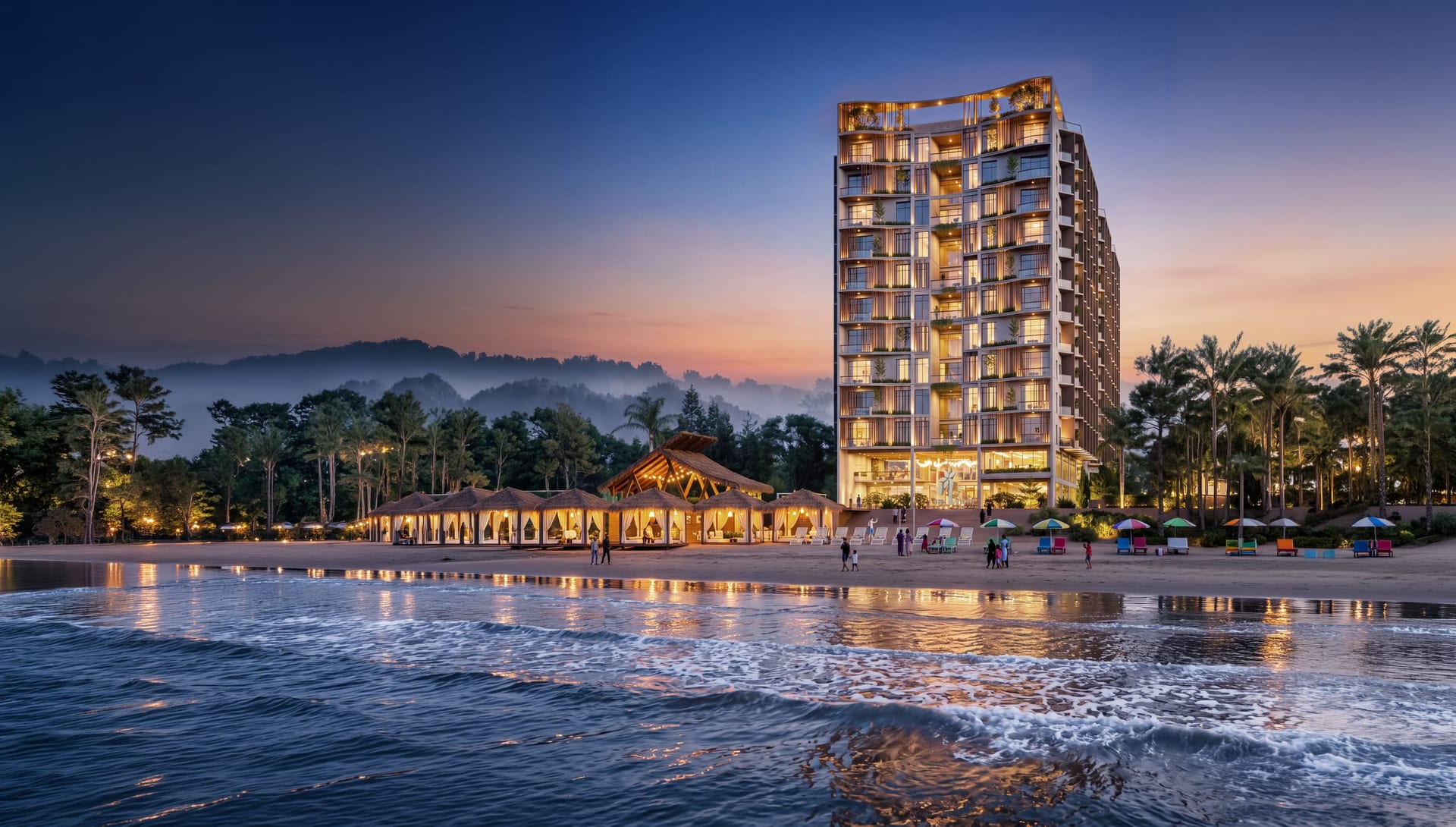 The Nature of Cox's Bazar - Aerial bird's eye view of luxury resort tower with rooftop pool
